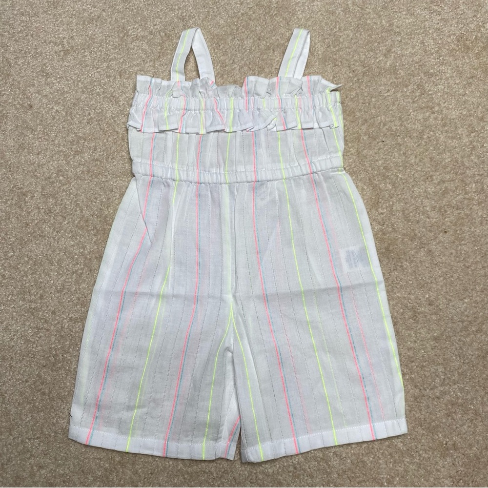 Janie and Jack NWT white pants romper with stripes size 3-6 months